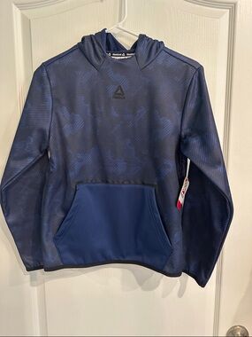 Reebok Boys Navy Blue Hooded Pullover with Kangaroo Pocket